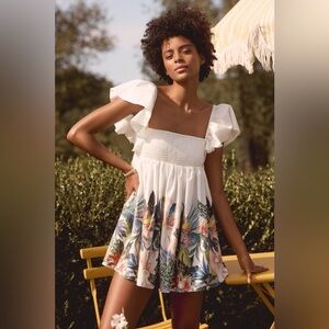 NWT Anthropologie Ruffle Sleeve Open Back Floral Mini Dress Size XS P